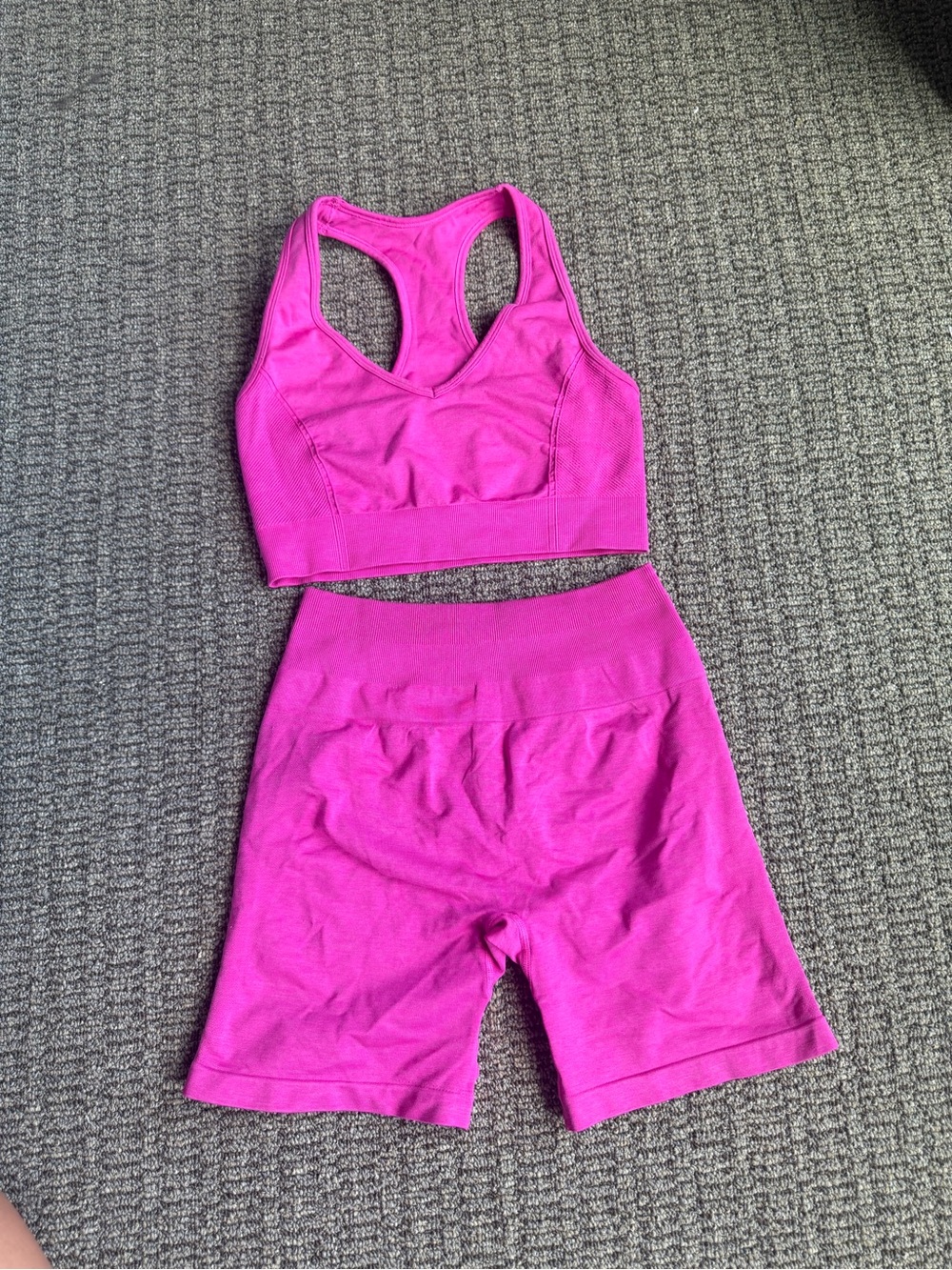 Bright Pink Women's Sports Bra & Bike Shorts Set
